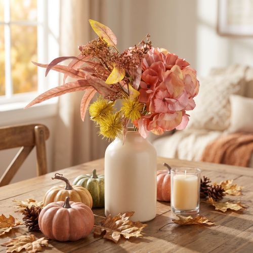 Artículo Ramo de flores artificiales Hortensia Rosa Eucalipto Ramo decorativo L33cm