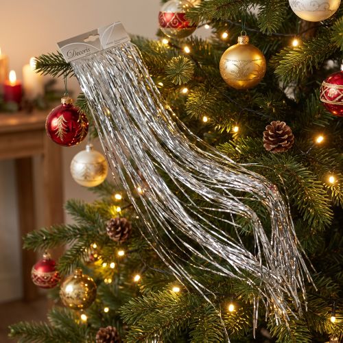 Oropel plateado para decoración de árbol de Navidad, decoración para fiesta, 50 x 40 cm, 2 unidades | Floristik24.es