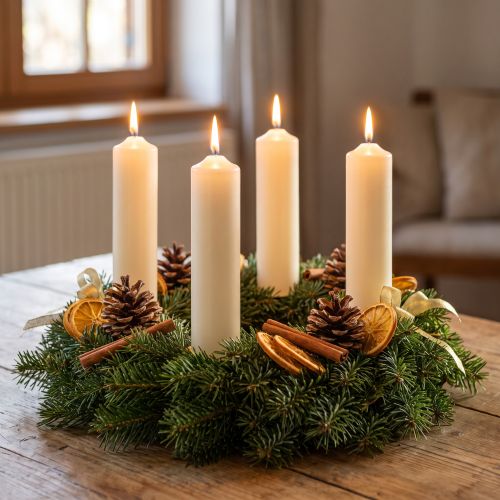 Vela de palo decoración de vela blanca crema 120mm/Ø21mm 6 piezas | Floristik24.es