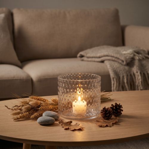 Linterna de cristal, portavelas de cristal, vela de cristal Ø11,5cm H9,5cm | Floristik24.es