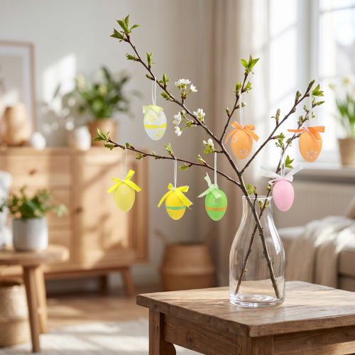 Artículo Percha decorativa Huevos de Pascua de plástico para colgar 4×5,5cm 12uds