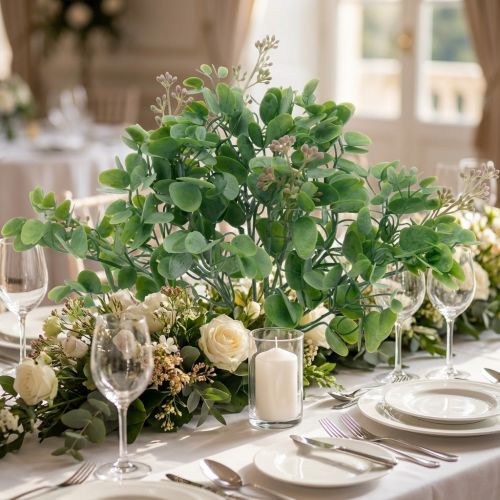 Decoración de boda ramas de eucalipto con flores ramo decorativo verde, rosa 26cm | Floristik24.es
