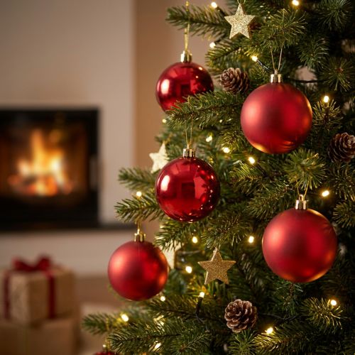 Adornos de plástico rojo para árbol de Navidad, 8 cm, 6 unidades | Floristik24.es
