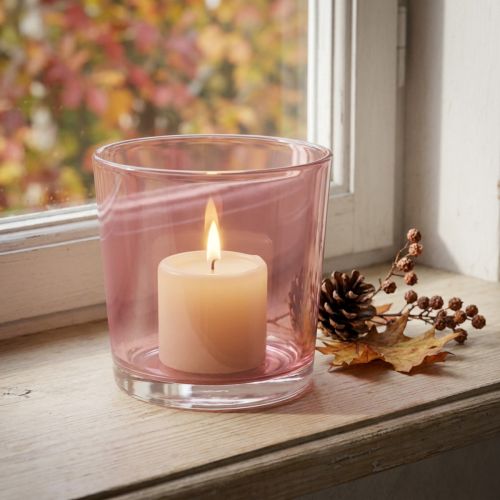 Maceta de cristal Ø10cm H8.5cm rosa viejo | Floristik24.es