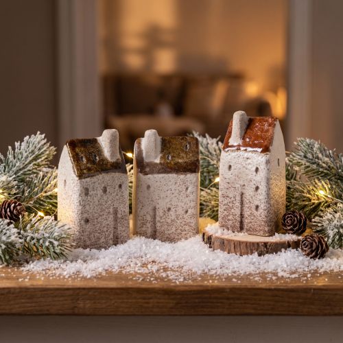 Artículo Conjunto de casas decorativas de cerámica, casas en miniatura para colocar de pie, 7 cm, 3 piezas