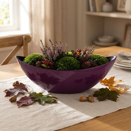 Artículo Cuenco decorativo barco planta violeta 38,5cm×12,5cm×13cm