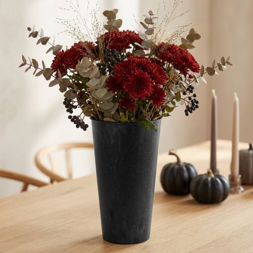 Florero de Mesa Florero Plástico Negro Antracita Ø15cm H24cm | Floristik24.es