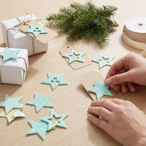 Estrellas decorativas para manualidades Espuma de goma autoadhesiva menta 4cm 36pcs | Floristik24.es