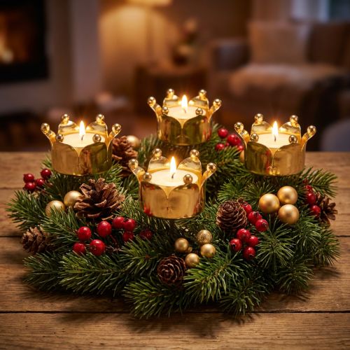 Portavelas corona oro Ø4.8cm 4pcs | Floristik24.es