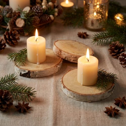 Rodajas redondas de abedul, naturales, 10 piezas – Decoración y manualidades, Bodas, Navidad | Floristik24.es