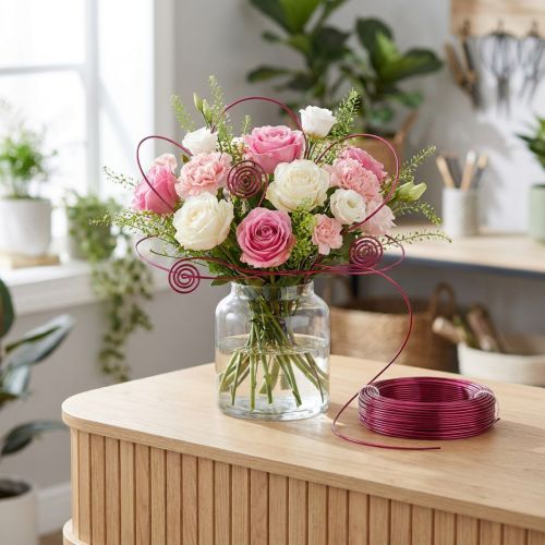 Alambre de aluminio Ø2mm Rosa 500g (60m) para manualidades, decoración floral, DIY | Floristik24.es