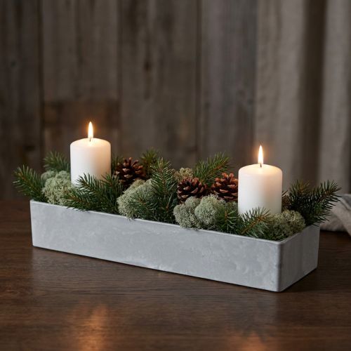 Cuenco decorativo cuadrado gris 32cm x 10,5cm H5cm | Floristik24.es