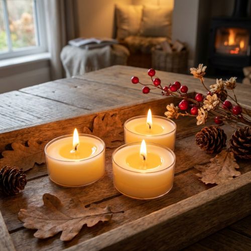 Velas de té Pure Nature Lights, 10 horas de duración, velas de cera de colza, 8 unidades | Floristik24.es