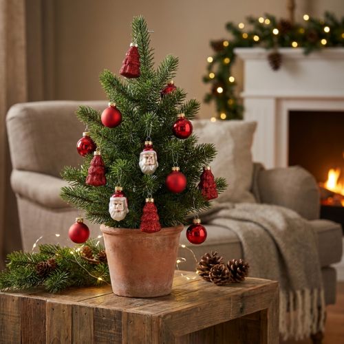 Mini figuras y bolas de decoración navideña surtido vidrio 3cm 9uds | Floristik24.es