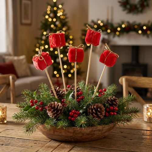 Tapón de flores paquete navideño decoración rojo 2,5 cm 15 piezas | Floristik24.es