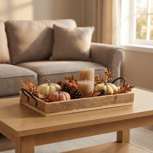 Artículo Bandeja de madera con asas bandeja decorativa negro natural 35×22,5cm