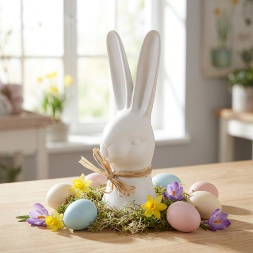 Decoración cabeza de conejo conejito de Pascua conejo blanco cerámica 17cm | Floristik24.es