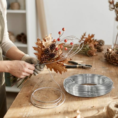 Alambre de aluminio, plateado, para manualidades, decorativo, 1,5 mm, 1000 g para joyería, floristería y proyectos de bricolaje. | Floristik24.es