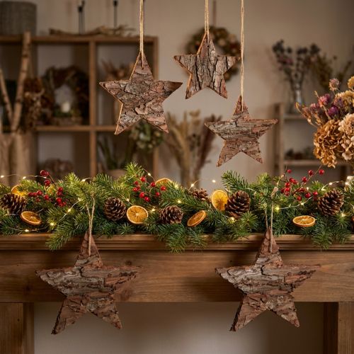 Estrellas decorativas para colgar estrellas de pino pino natural 15cm 4uds | Floristik24.es
