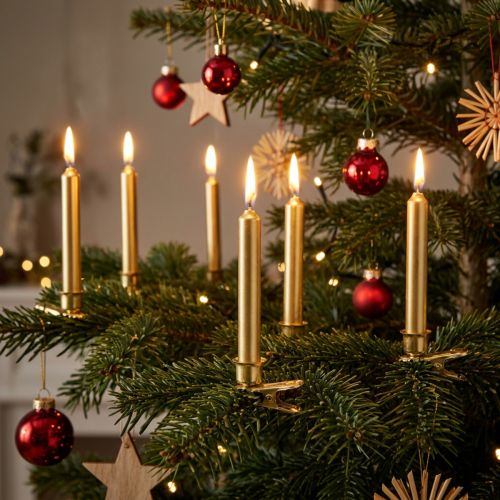 Artículo Velas de árbol velas para árbol de Navidad dorado 13x105mm 20 piezas