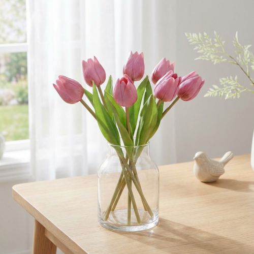 Decoración de flores Tulipanes Flores artificiales Púrpura 20cm 6 piezas | Floristik24.es