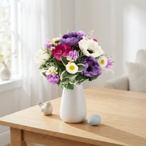Ramo de flores artificiales de anémonas, decoración primaveral, versátil en un diseño moderno, 26cm | Floristik24.es