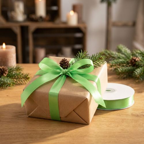 Cinta de regalo y decoración 15mm x 50m verde claro | Floristik24.es