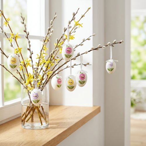 Huevos de Pascua para colgar con motivos florales Decoración Pascua 12uds | Floristik24.es