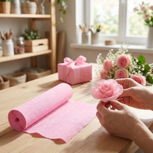 Papel crepé floristería rosa claro 50x250cm | Floristik24.es