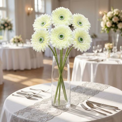 Gerbera artificial blanca 62cm 6uds | Floristik24.es