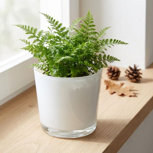 Jardinera de cristal blanco Ø11.5cm H11cm | Floristik24.es