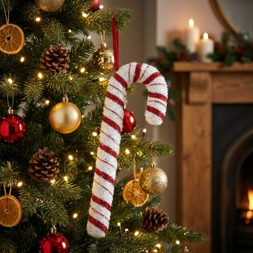 Bastón de caramelo Deco Christmas Red White Striped H34cm | Floristik24.es