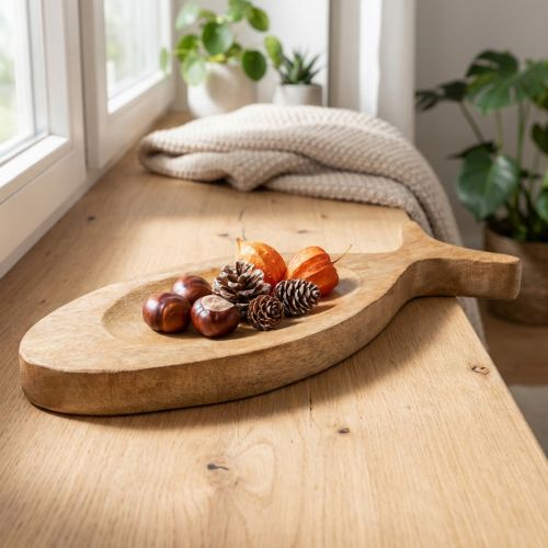 Deco bandeja madera pescado bandeja de madera placa de madera 30x3x12cm | Floristik24.es