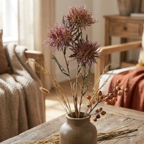 Centaurea artificial flores artificiales otoño 3 flores lila 48cm | Floristik24.es