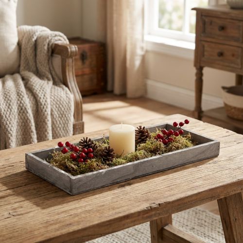 Bandeja de madera bandeja decorativa cuadrada vintage madera gris 35×15×3cm | Floristik24.es
