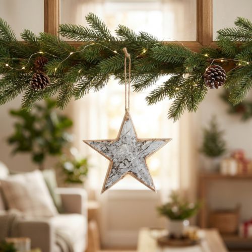 Decoración de estrellas de madera percha decorativa decoración rústica madera blanca Ø15cm | Floristik24.es