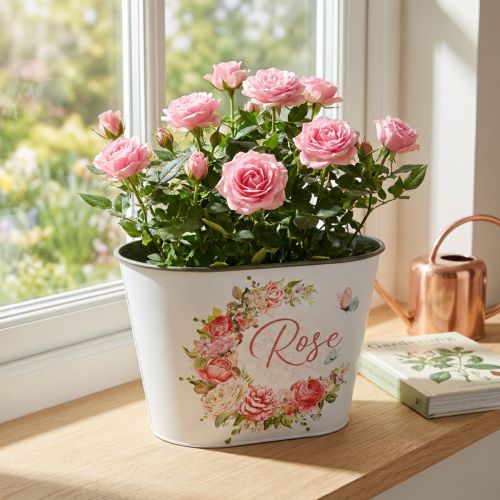 Jardinera, macetero decorativo de rosas, florero L19cm H12.5cm | Floristik24.es