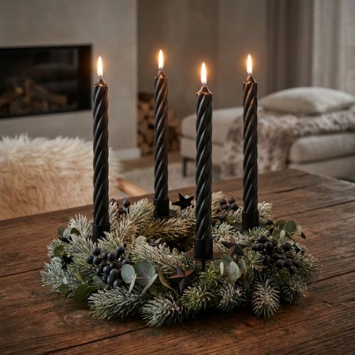 Velas rústicas, velas de palo, unicolor negro, 250/28 mm, 4 piezas | Floristik24.es