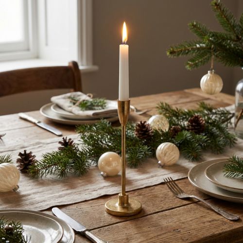 Candelero candelabro dorado metal Al. 26 cm | Floristik24.es