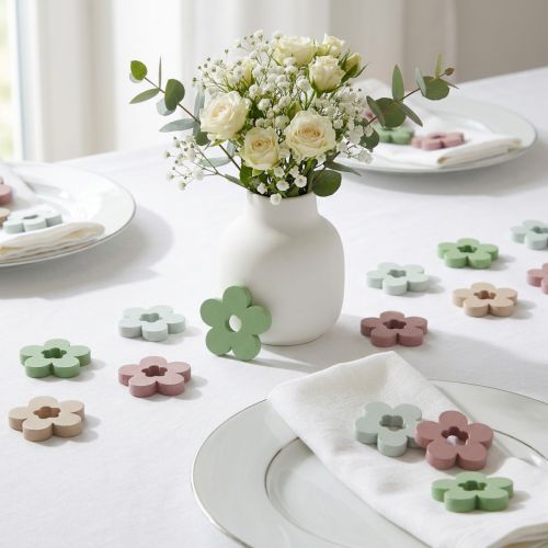 Decoración dispersa flores de madera decoración de mesa de colores 2 motivos Ø3cm 24 piezas | Floristik24.es