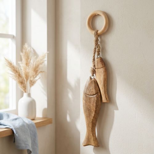 Pez de madera de mango pez de madera para colgar natural 10/15cm | Floristik24.es