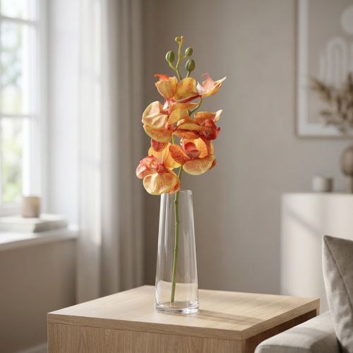 Orquídea artificial Phalaenopsis flameada rojo amarillo 78cm | Floristik24.es
