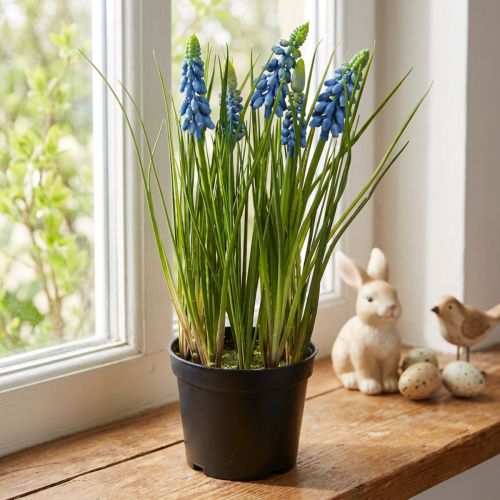 Jacintos artificiales en maceta azul 24cm | Floristik24.es