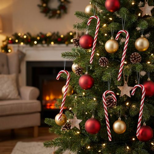 Árbol de navidad decoración bastón de caramelo 18cm 12pcs | Floristik24.es