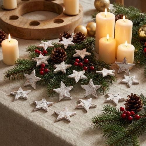 Mini estrellas de abedul de 2 cm a 2,5 cm, blanqueadas, 150 unidades. | Floristik24.es