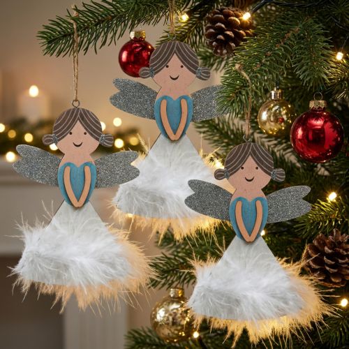 Figuras decorativas navideñas decoraciones para árboles de navidad madera 14.5x10cm 6pcs | Floristik24.es