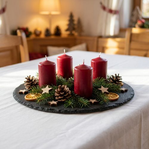 Plato de pizarra natural bandeja piedra redonda negro Ø25cm 2uds | Floristik24.es