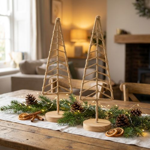 Soporte decorativo para árbol de Navidad metal madera natural Al. 39 cm 2 piezas | Floristik24.es