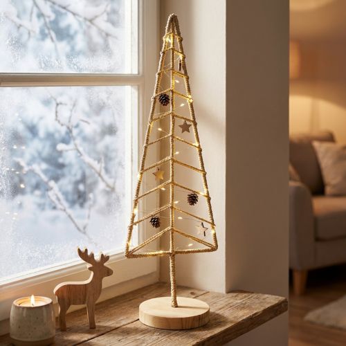 Adorno para árbol de Navidad con base madera metal natural 18x12x51cm | Floristik24.es
