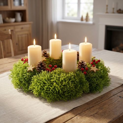 Musgo decorativo verde artificial – cojín de musgo 10/12/14cm 3 piezas | Floristik24.es